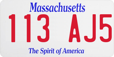 MA license plate 113AJ5