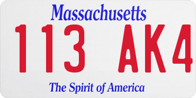 MA license plate 113AK4