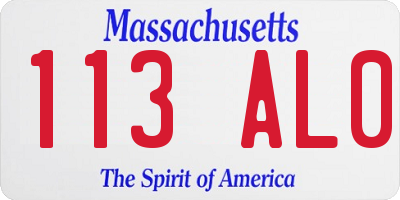 MA license plate 113AL0