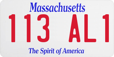 MA license plate 113AL1