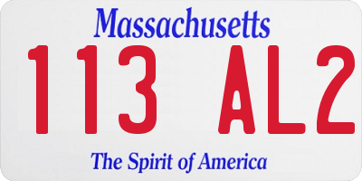 MA license plate 113AL2