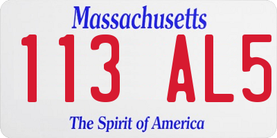 MA license plate 113AL5