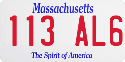 MA license plate 113AL6