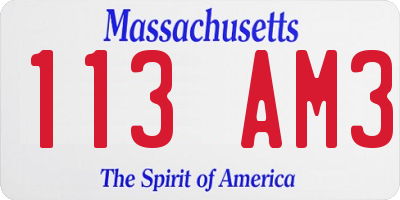 MA license plate 113AM3
