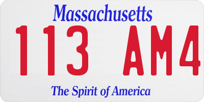 MA license plate 113AM4