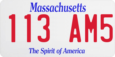 MA license plate 113AM5