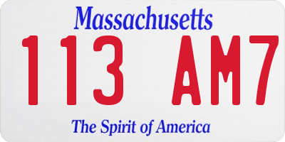 MA license plate 113AM7