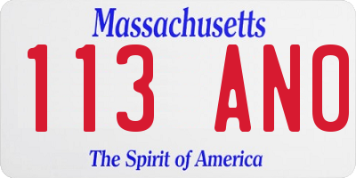 MA license plate 113AN0