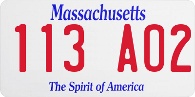 MA license plate 113AO2