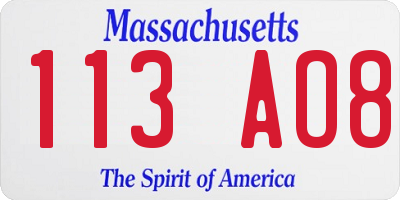 MA license plate 113AO8