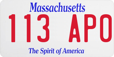 MA license plate 113AP0