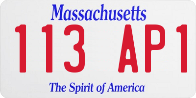 MA license plate 113AP1