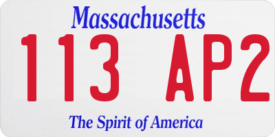 MA license plate 113AP2
