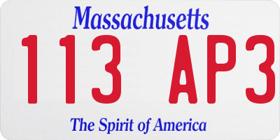 MA license plate 113AP3