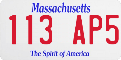 MA license plate 113AP5