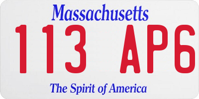 MA license plate 113AP6
