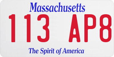 MA license plate 113AP8