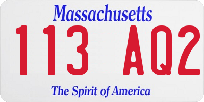 MA license plate 113AQ2