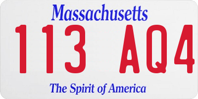 MA license plate 113AQ4
