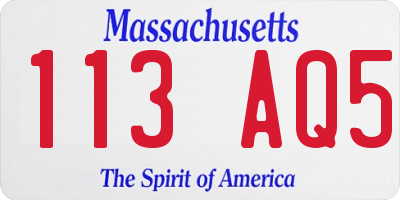 MA license plate 113AQ5