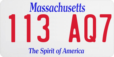 MA license plate 113AQ7