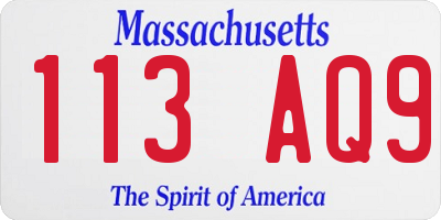 MA license plate 113AQ9
