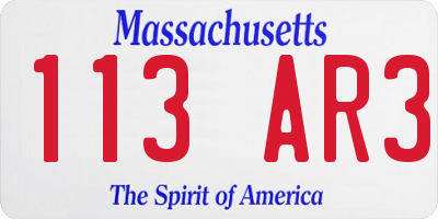 MA license plate 113AR3