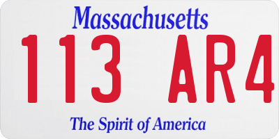 MA license plate 113AR4