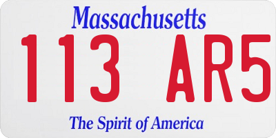 MA license plate 113AR5