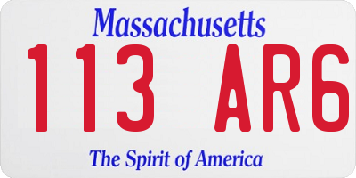 MA license plate 113AR6