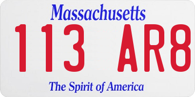 MA license plate 113AR8