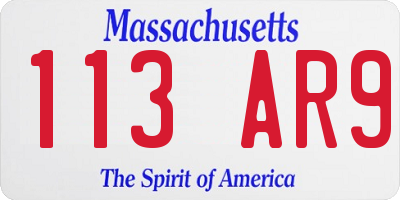 MA license plate 113AR9