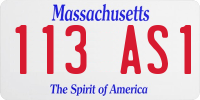 MA license plate 113AS1