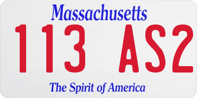 MA license plate 113AS2