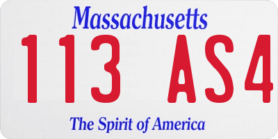 MA license plate 113AS4