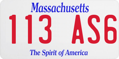 MA license plate 113AS6