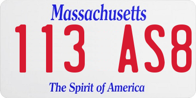 MA license plate 113AS8