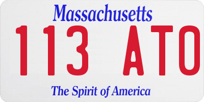 MA license plate 113AT0