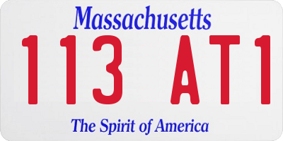 MA license plate 113AT1
