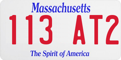 MA license plate 113AT2