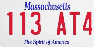 MA license plate 113AT4