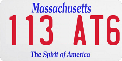 MA license plate 113AT6