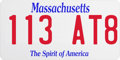 MA license plate 113AT8