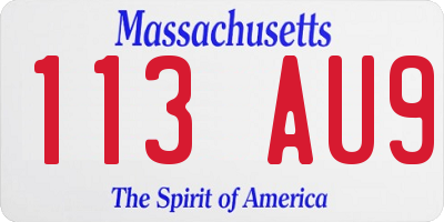 MA license plate 113AU9