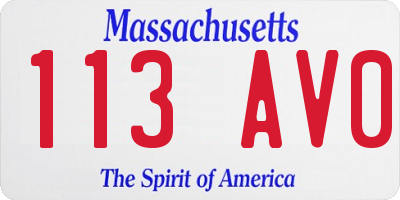 MA license plate 113AV0