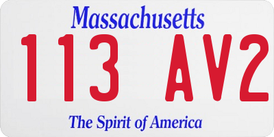 MA license plate 113AV2