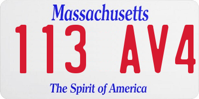 MA license plate 113AV4