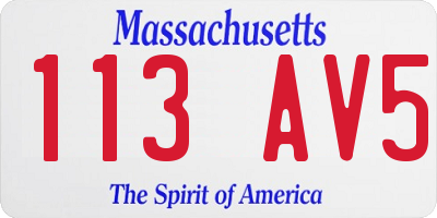 MA license plate 113AV5