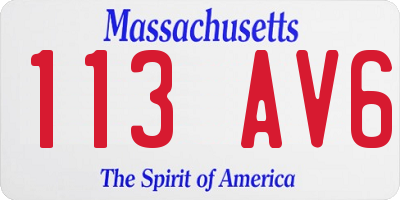 MA license plate 113AV6