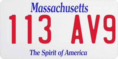 MA license plate 113AV9
